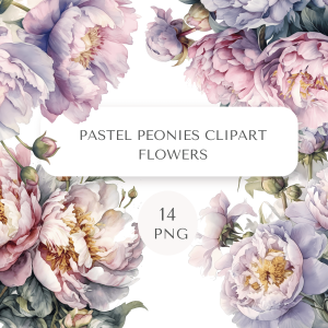 Pastel Peonies Clipart Flowers
