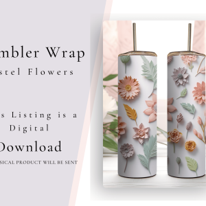 3D Pastel Flowers Tumbler Wrap